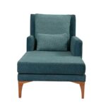 Ανάκλινδρο Sofia Turquoise ύφασμα ξύλινα πόδια 79x100x167cm ed6456 - Image 4