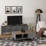 Τραπέζι σαλονιού Draw ανθρακί καρυδί μελαμίνη 94x62x40εκ ed6473