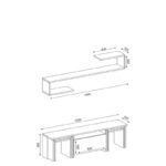 Έπιπλο τηλεόρασης Pezzo λευκό καρυδί 140x29 5x38 5cm ed6531 - Image 2