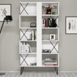 Set γραφείο και βιβλιοθήκη Mantallo 2 λευκό χρώμα μελαμίνη 120x60x78 8cm ed6636 - Image 3