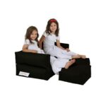 Πουφ Double Seat μαύρο αδιάβροχο ύφασμα 100x40x50cm ed6646