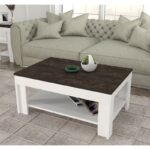 Τραπέζι σαλονιού Done άσπρο σκούρο καφέ μελαμίνη 90x60x40εκ ed6650 - Image 5