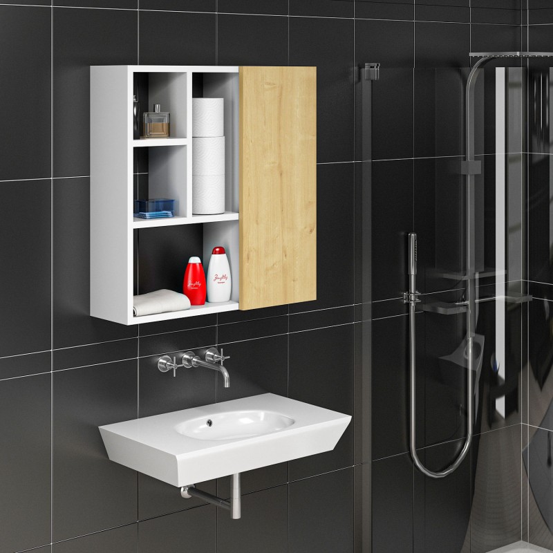 6694_0-800x800 Ντουλάπι μπάνιου Secret λευκό oak χρώμα μελαμίνη 60x22x63 6cm ed6694 - Image 1