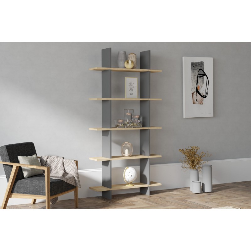 6715_0-800x800 Βιβλιοθήκη Lina sapphire ανθρακί μελαμίνη 80x19 6x160εκ ed6715 - Image 1