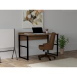 Γραφείο Lettera καρυδί μαύρο χρώμα μέταλλο 120x60x75cm ed6732