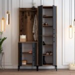 Έπιπλο εισόδου Berlin καρυδί ανθρακί μελαμίνη μεταλλιά πόδια 120x35x200εκ ed675 - Image 5