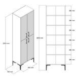 Ντουλάπι μπάνιου Berlin άσπρη μελαμίνη 60x35x200cm μεταλλικά πόδια ed676 - Image 2