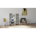 Βιβλιοθήκη Makro άσπρο μαύρο μελαμίνη 106x33x120εκ ed6776