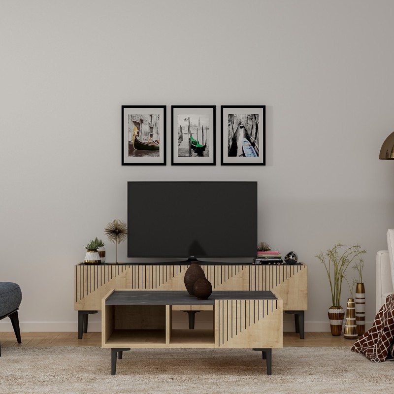 6824_0-800x800 Τραπέζι σαλονιού Draw δρυς μελαμίνη 94x62x40εκ ed6824 - Image 1