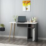 Γραφείο Canvas λευκό ανθρακί 110x50x74cm μελαμίνη ed6852 - Image 4