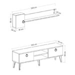 Έπιπλο tv Alpha μαύρο καρυδί χρώμα μελαμίνη 150x50x35cm ed6889 - Image 2