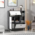 Μπουφέ Lato μαύρο άσπρο χρώμα μελαμίνη 90x29 6x105cm ed6911 - Image 5