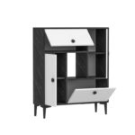 Μπουφέ Lato μαύρο άσπρο χρώμα μελαμίνη 90x29 6x105cm ed6911 - Image 3