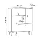 Μπουφέ Lato μαύρο άσπρο χρώμα μελαμίνη 90x29 6x105cm ed6911 - Image 2