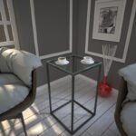 Βοηθητικό τραπέζι Pure γυαλί 6mm μεταλλικά πόδια 35x62cm ed6967