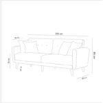 Καναπές κρεβάτι τριθέσιος ξύλινος Aria γκρι 205x85x80cm ed700 - Image 2