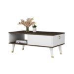 Τραπέζι σαλονιού Delux καρυδί άσπρο μελαμίνη 90x45x42 4εκ ed7022 - Image 4