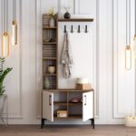 Έπιπλο εισόδου Viyana καρυδί άσπρο μελαμίνη μεταλλικά πόδια 90x35x200εκ ed704 - Image 5