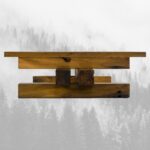 Τραπέζι σαλονιού Yabila μασίφ ξύλο επιφάνεια γυαλί 130x76x30εκ ed7118 - Image 2