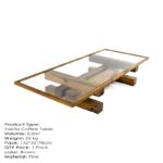 Τραπέζι σαλονιού Yabila μασίφ ξύλο επιφάνεια γυαλί 130x76x30εκ ed7118 - Image 3