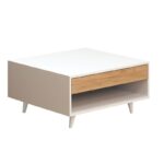 Τραπέζι σαλονιού Silla δρυς μελαμίνη πλαστικά πόδια 80x80x40εκ ed7180 - Image 4