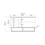 Μπουφές Quattro atlantic pine μαύρο καφέ χρώμα μελαμίνη 140x80x40cm ed7219 - Image 2