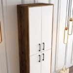 Ντουλάπι Berlin καρυδί άσπρη μελαμίνη 60x35x200cm μεταλλικά πόδια ed739 - Image 4