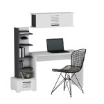 Γραφείο Alba ανθρακί λευκή μελαμίνη 120x60x72cm ed7408 - Image 5