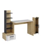 Γραφείο Alba ανθρακί λευκή Sapphire Oak μελαμίνη 120x60x72cm ed7409 - Image 3