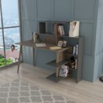 Γραφείο Loro καρυδί ανθρακί 141 8x60x121 4cm ed7611 - Image 4