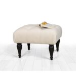 Σκαμπώ Floral κρεμ ύφασμα 51x46x36cm ed7676 - Image 4