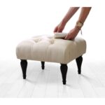 Σκαμπώ Floral κρεμ ύφασμα 51x46x36cm ed7676 - Image 2