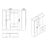 Έπιπλο εισόδου Dof atlantic pine ανθρακί μελαμίνη 140x36 8x181 8εκ ed76 - Image 2