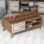 Τραπεζάκι σαλονιού Ayla καρυδί κρεμ 105x60x38 2cm ed7811 - Image 3