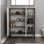 Ντουλάπι παπουτσοθήκη Viva καρυδί άσπρη μελαμίνη 90x32x105cm ed7819 - Image 5