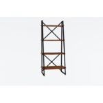 Βιβλιοθήκη Alaro καρυδί ξύλο και μέταλλο 66x30x150cm ed784 - Image 3