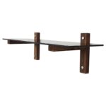 Ραφιέρα Xio καρυδί ξύλο επιφάνεια γυαλί 85x25x25εκ ed7899 - Image 3