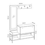 Έπιπλο εισόδου Nonso Sapphire Oak μελαμίνη μεταλλικά μαύρα ποδια με καθρέπτη και κρεμάστρα 120x35x70εκ ed79 - Image 2