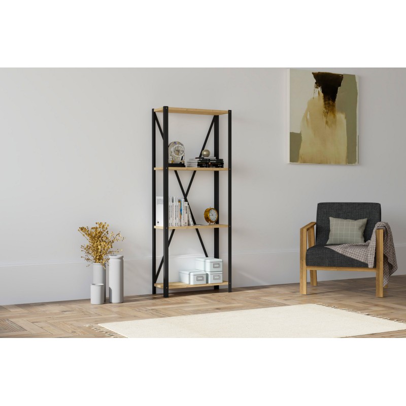 8003_0-800x800 Βιβλιοθήκη London Sapphire μελαμίνη μεταλλικό πλαίσιο 60x29x149 5εκ ed8003 - Image 1