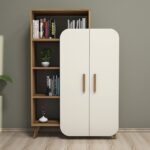 Βιβλιοθήκη Form καρυδί κρεμ μελαμίνη 90x32x132cm ed805 - Image 4