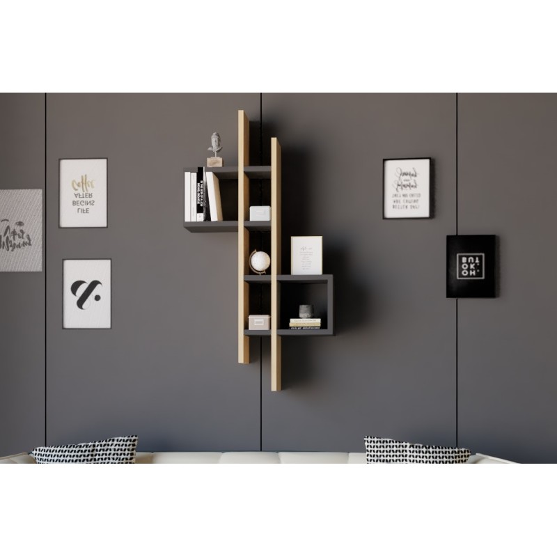 8091_0-800x800 Ραφιέρα Emse Sapphire δρυς ανθρακί μελαμίνη 53 8x19 6x108εκ ed8091 - Image 1