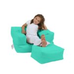 Πουφ Single Seat Turquoise αδιάβροχο ύφασμα 65x40x50cm ed8121