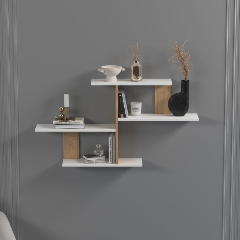 8182_0-800x800 Ραφιέρα Sitil άσπρο δρυς μελαμίνη 122x20x64εκ ed8182 - Image 1