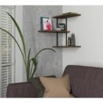 Ραφιέρα Frisbi καρυδί μαύρο μελαμίνη μεταλλικός σκελετός 45x20x47 7εκ ed841 - Image 5