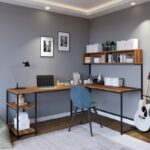 Γραφείo Mentre καρυδί χρώμα μελαμίνη μέταλλο 200x60x72cm ed84 - Image 3