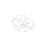 Πολυθρόνα Berlin ξύλο ύφασμα κρεμ μαύρο 90x91x83cm ed8713 - Image 2