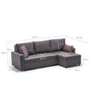 Γωνιακός καναπές Ece Right καφέ 242x90x88cm ed8737 - Image 2