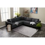 ΓΩΝΙΑΚΟΣ ΚΑΝΑΠΕΣ ξύλινος Berlin Ανθρακί μαύρο 258x258x83cm ed8785