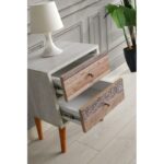 Κομοδίνο Chieti λευκό καρυδί χρώμα μελαμίνη 40x35x55cm ed87 - Image 4