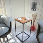 Βοηθητικό τραπέζι Pure καρυδί μελαμίνη μεταλλικά πόδια 35x62cm ed9085